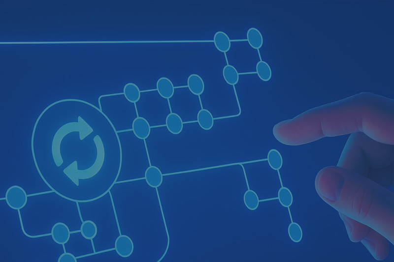 Blaues Bild mit technischem Bildschirm